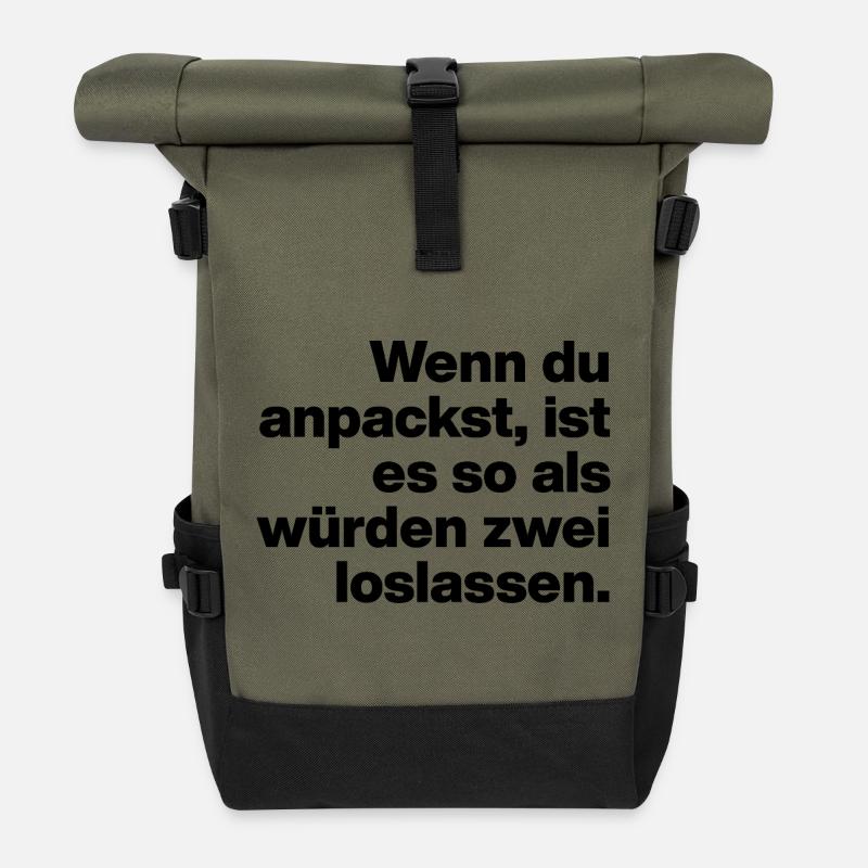 WHEN YOU GET DOWN TO BUSINESS, IT'S LIKE THIS... LAZY AND STUPID - Roll Top Backpack - olive/black