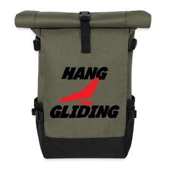 Hanggliding-Zentriertes Flügelabzeichen - Rolltop Rucksack - Olive/Schwarz - Vorne