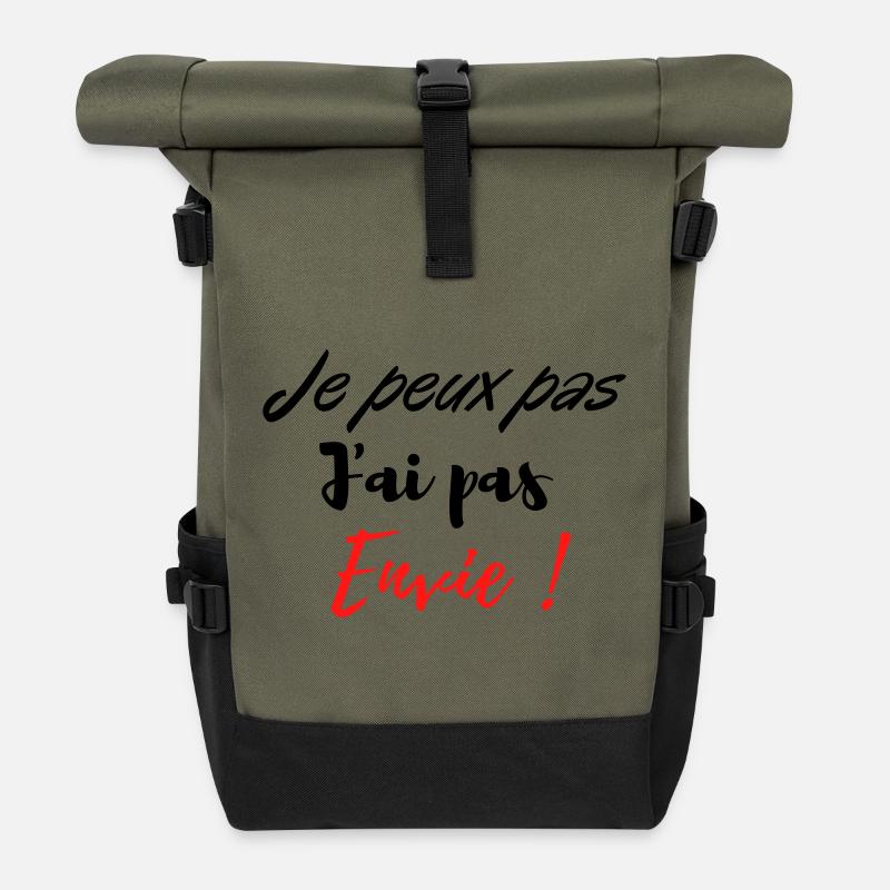 je peux pas j'ai pas envie ! - Sac à dos roll top - olive/noir