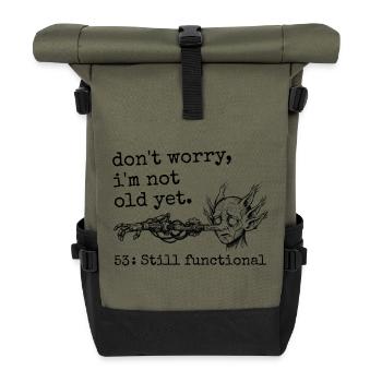 53. Geburtstag – 53. Jubiläums-Humorgeschenk - Rolltop Rucksack - Olive/Schwarz - Vorne