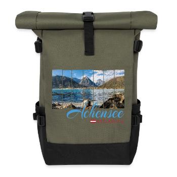Achensee Tirol Retro Österreich Vintage Souvenir - Rolltop Rucksack - Olive/Schwarz - Vorne