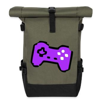  Schräger Retro Controller Gamer - Rolltop Rucksack - Olive/Schwarz - Vorne