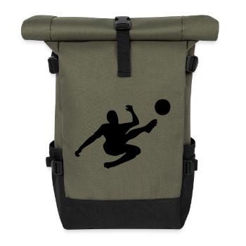 Football overhead kick - Roll Top Backpack - olive/black - Front