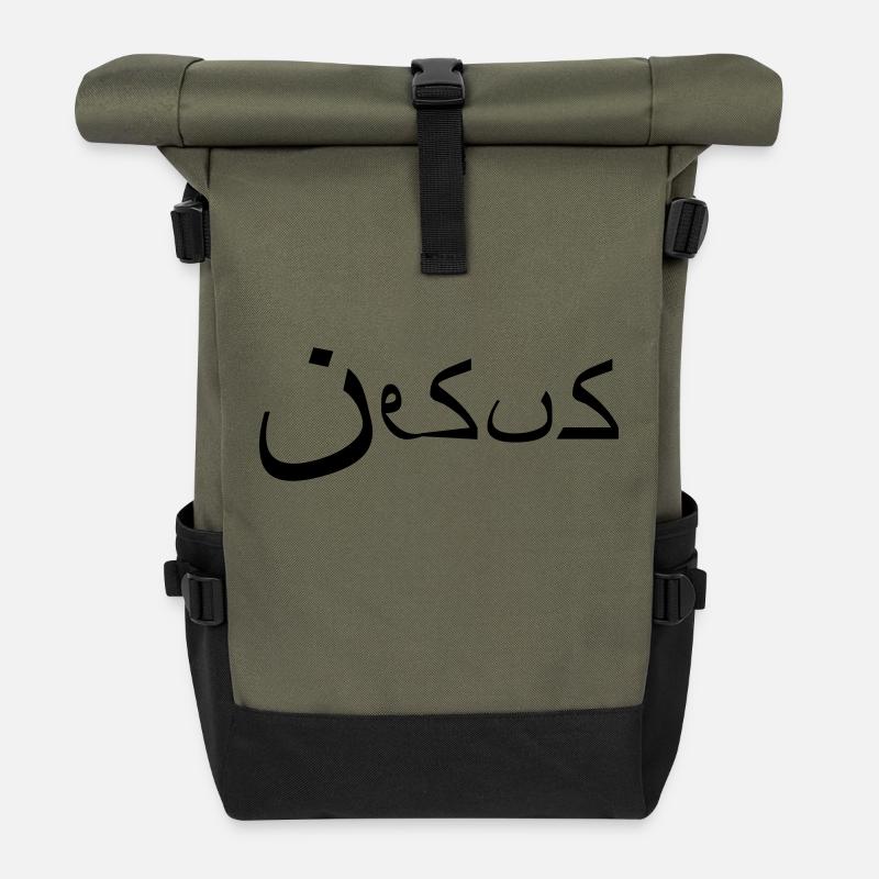 Jesus - arabic style - Rolltop Rucksack - Olive/Schwarz