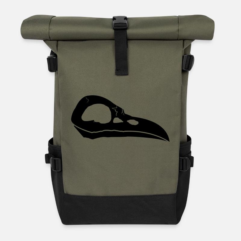 Rabenschädel | Crow Skull - Rolltop Rucksack - Olive/Schwarz