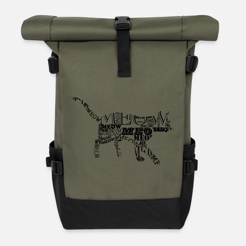 Katze 6 - Rolltop Rucksack - Olive/Schwarz