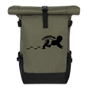 Baby Is Loading Logo Design - Sac à dos roll top - olive/noir - Devant