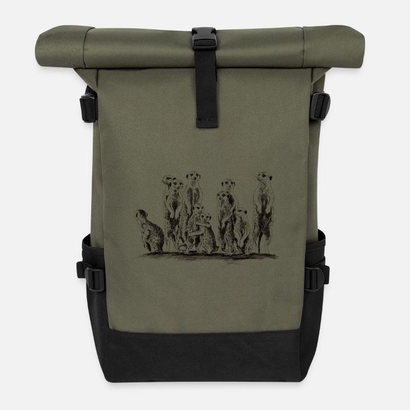 Meerkats - Roll Top Backpack - olive/black