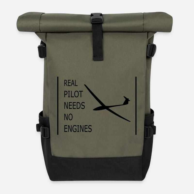 Segelflugzeug - Rolltop Rucksack - Olive/Schwarz