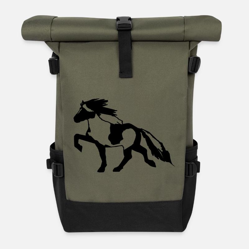 Cheval islandais tick 7, Pinto équitation islandaise - Sac à dos roll top - olive/noir