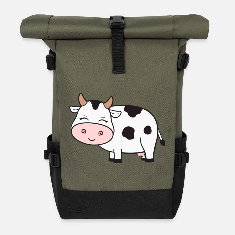 Kuh Kühe - Rolltop Rucksack - Olive/Schwarz