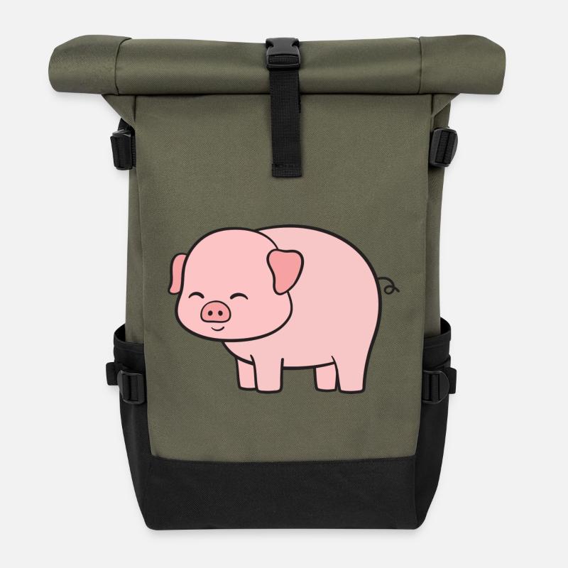 Cochons Cochons - Sac à dos roll top - olive/noir