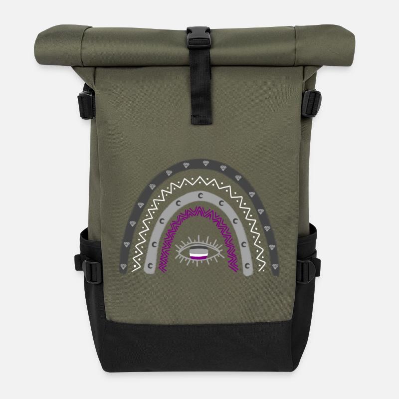 LGBT Pride Monat Asexual Rainbow Ace Pride - Rolltop Rucksack - Olive/Schwarz