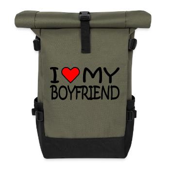 I love my boyfriend - Rolltop Rucksack - Olive/Schwarz - Vorne