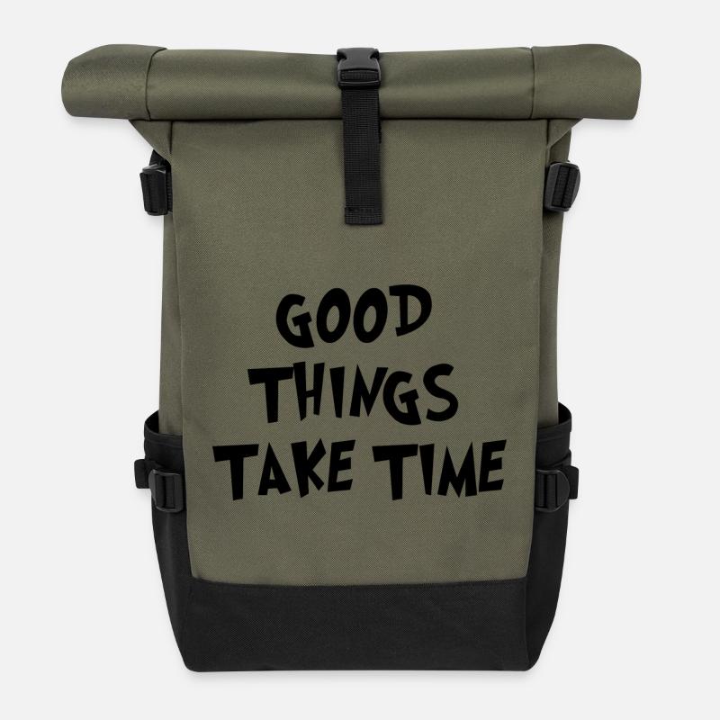 GOOD THINKS - Sac à dos roll top - olive/noir