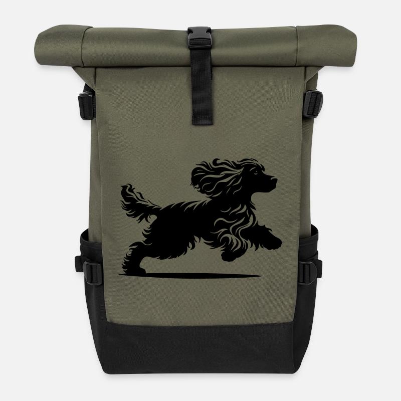 Cocker Spaniel - Roll Top Backpack - olive/black