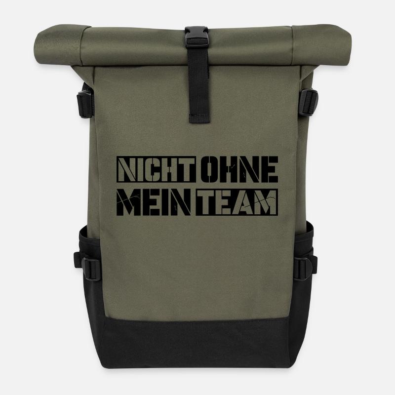 ohne mein team - Rolltop Rucksack - Olive/Schwarz