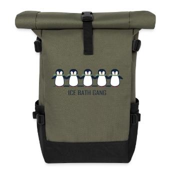 Baths Winter Baths Penguin Bathing - Roll Top Backpack - olive/black - Front
