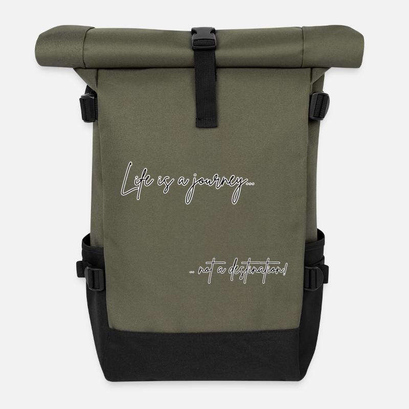 Das Leben ist eine Reise Zitat Design - Rolltop Rucksack - Olive/Schwarz
