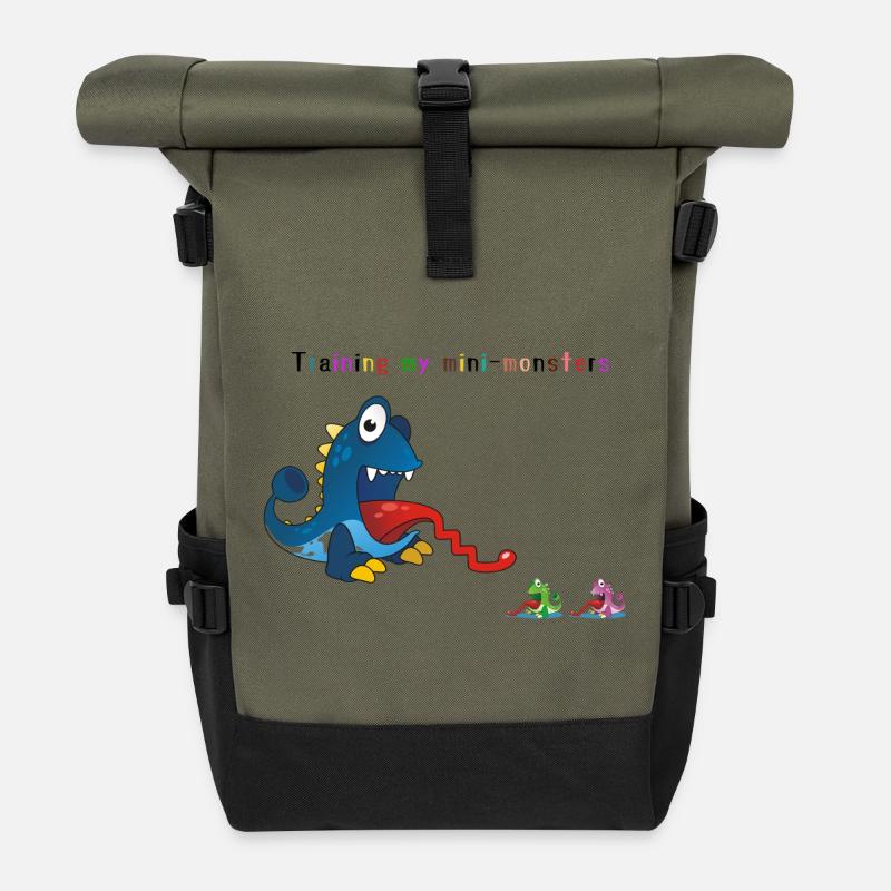 Entraîner mes monstres - Sac à dos roll top - olive/noir