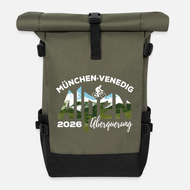 Alpenüberquerung 2026 München Venedig, Fahrrad - Rolltop Rucksack - Olive/Schwarz
