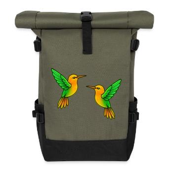 Doppelte Kolibri Farbenspiel - Rolltop Rucksack - Olive/Schwarz - Vorne