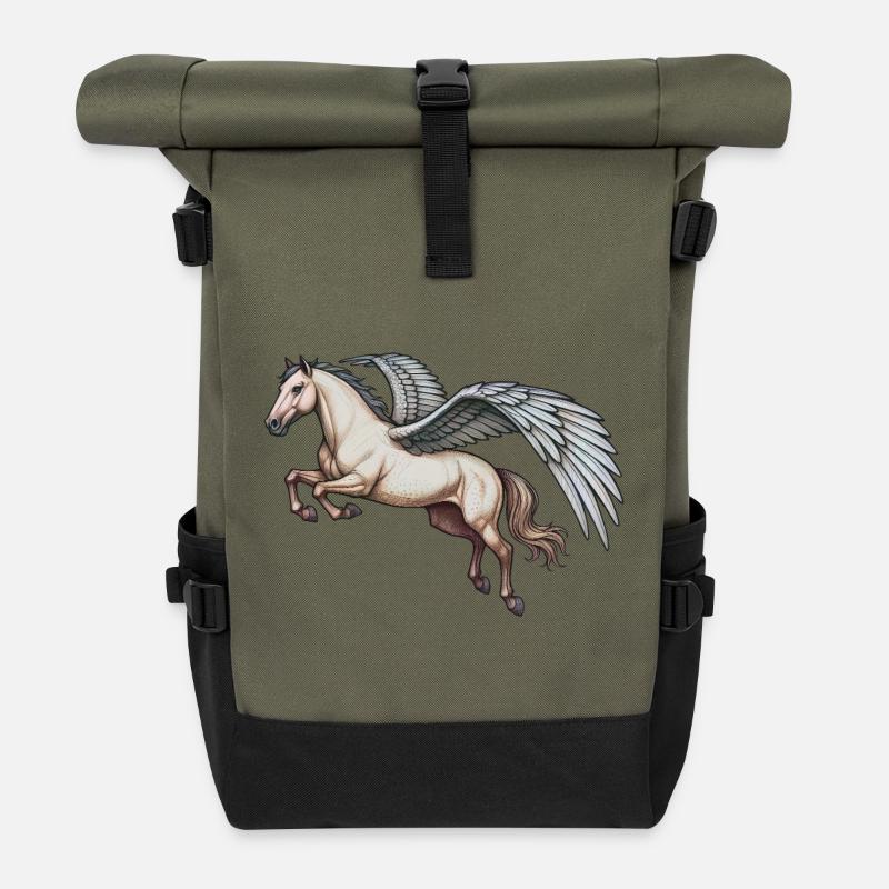 PEGASUS - animals - Sac à dos roll top - olive/noir