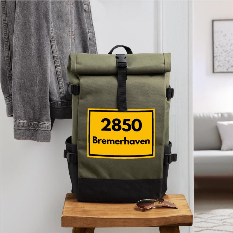 OLD POSTCODE POSTCODE RETRO 2850 BREMERHAVEN HAFEN Roll Top Backpack