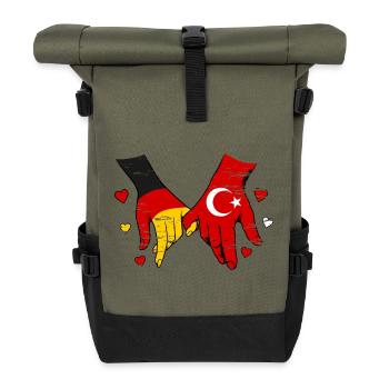 Allemagne Drapeaux de Turquie se tenant la main utilisés - Sac à dos roll top - olive/noir - Devant