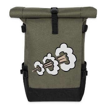 Lauter Furz Explosion Lustig Klohumor Comic Wolke - Rolltop Rucksack - Olive/Schwarz - Vorne