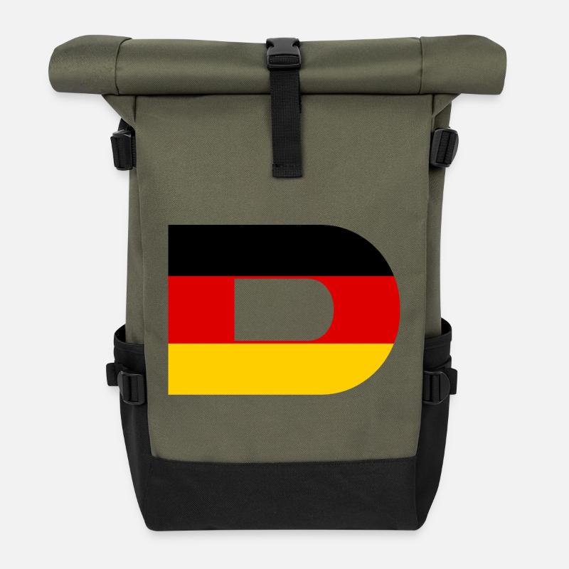D - Style du drapeau allemand - Sac à dos roll top - olive/noir