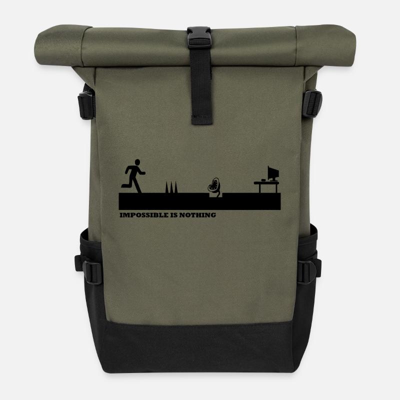 Impossible Is Nothing - Sac à dos roll top - olive/noir