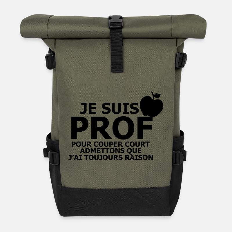 Je suis Prof - Sac à dos roll top - olive/noir