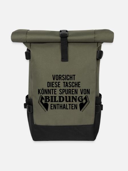 Tsche/Buecher/Bildung - Rolltop Rucksack - Olive/Schwarz