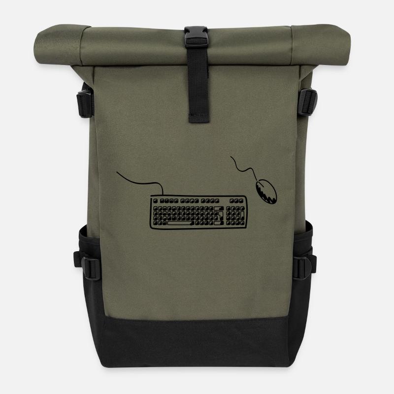 Tastatur und Maus - Rolltop Rucksack - Olive/Schwarz