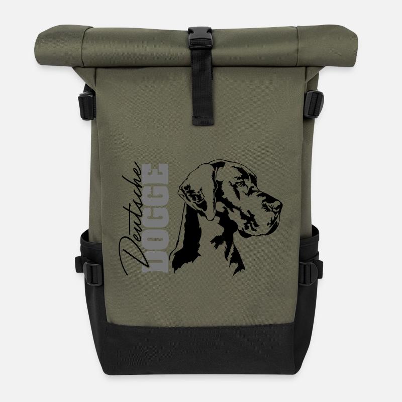 DEUTSCHE DOGGE Portrait Wilsigns - Rolltop Rucksack - Olive/Schwarz