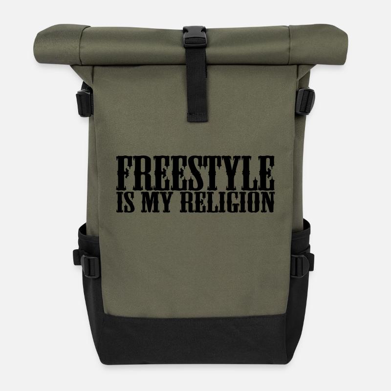 freestyle is my religion - Rolltop Rucksack - Olive/Schwarz