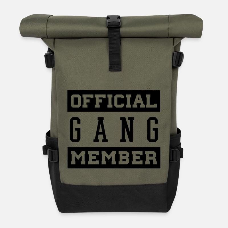 Official Gang Member - Roll Top Backpack - olive/black