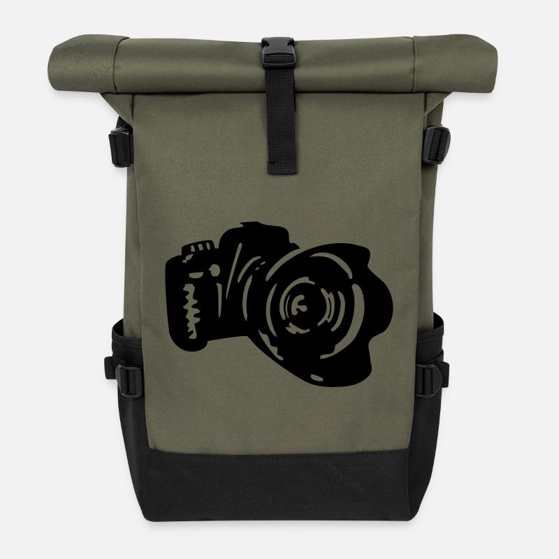 caméra - Sac à dos roll top - olive/noir