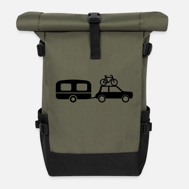 Auto Wohnwagen - Rolltop Rucksack - Olive/Schwarz