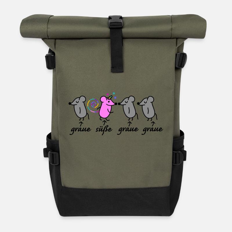 Maus und Mäuse - Rolltop Rucksack - Olive/Schwarz