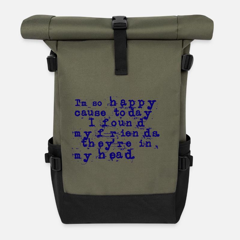 lithium lyrics - nirvana - Roll Top Backpack - olive/black