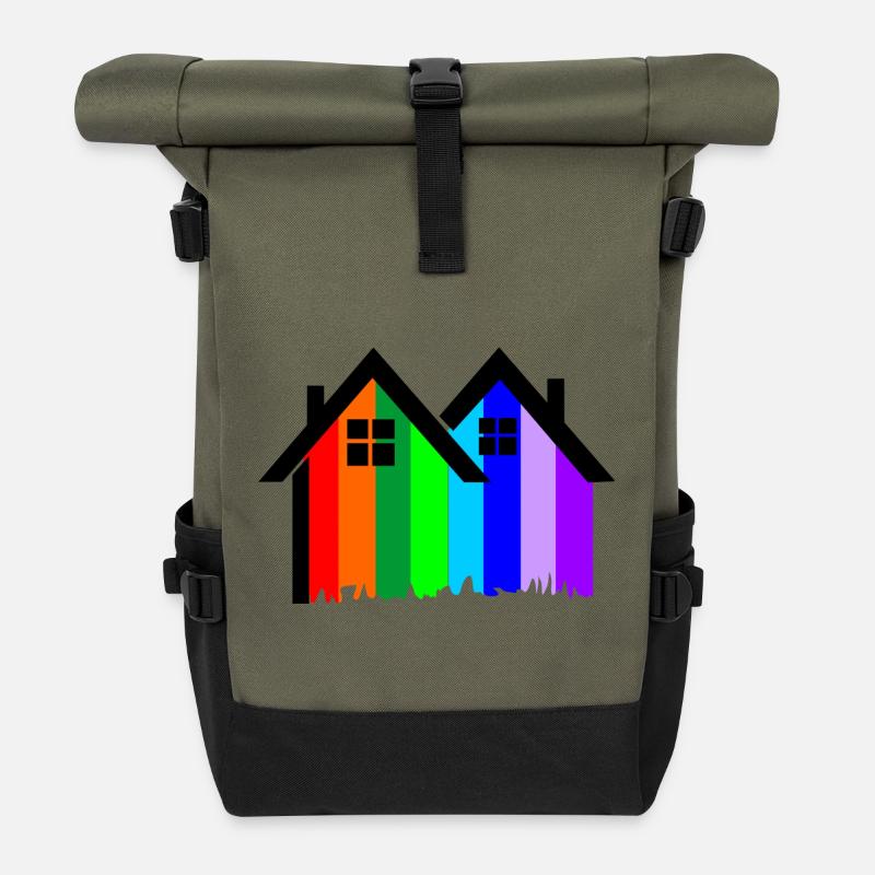 Bunte Häuser streichen - Rolltop Rucksack - Olive/Schwarz