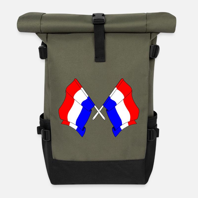Deux drapeaux Pays-Bas - Sac à dos roll top - olive/noir