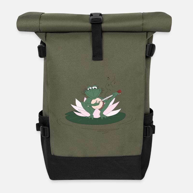 Grenouille Banjo - Sac à dos roll top - olive/noir