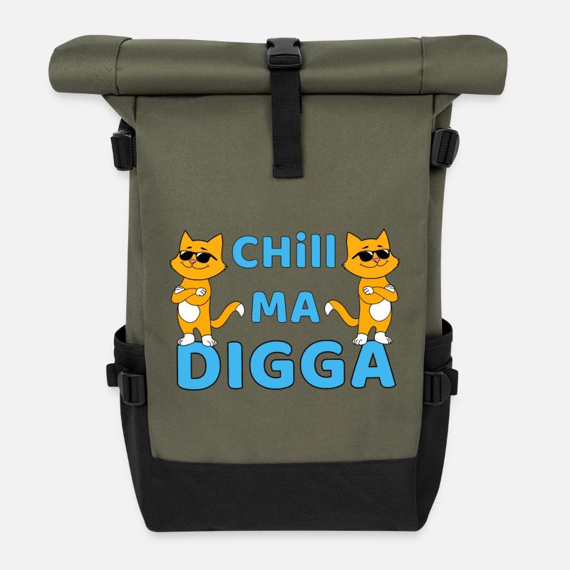 Chill ma Digga - chat drôle avec des lunettes de soleil - Sac à dos roll top - olive/noir