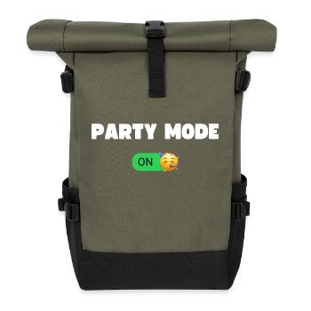 Party Modus An | Jetztgeht die Party ab - Rolltop Rucksack - Olive/Schwarz - Vorne