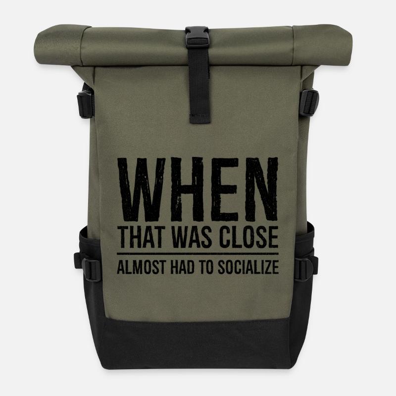 Als das eng war lustiges Hemd - Rolltop Rucksack - Olive/Schwarz