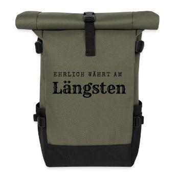 Ehrlich währt am längsten - Rolltop Rucksack - Olive/Schwarz - Vorne