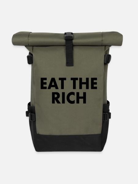Eat the rich - Rolltop Rucksack - Olive/Schwarz